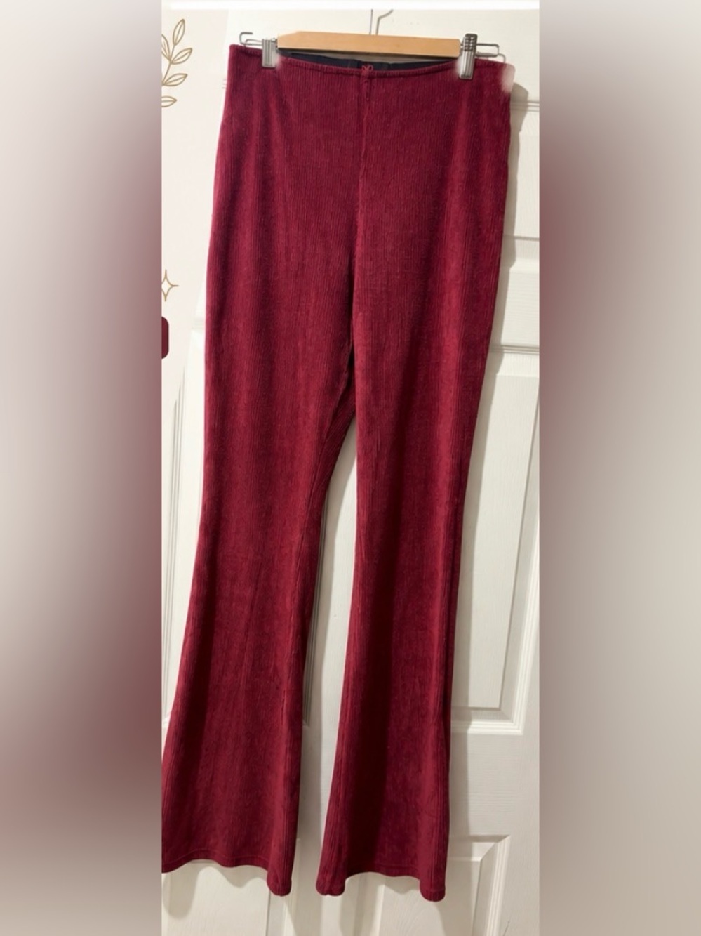 NOBO Burgundy Ribbed Flare Pants | Women’s Large